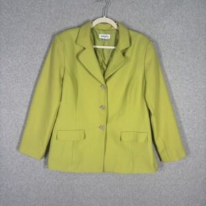 Isabella Chartreuse Blazer Size 16 Herringbone Bright‎ Pastel Loud Maximalist **